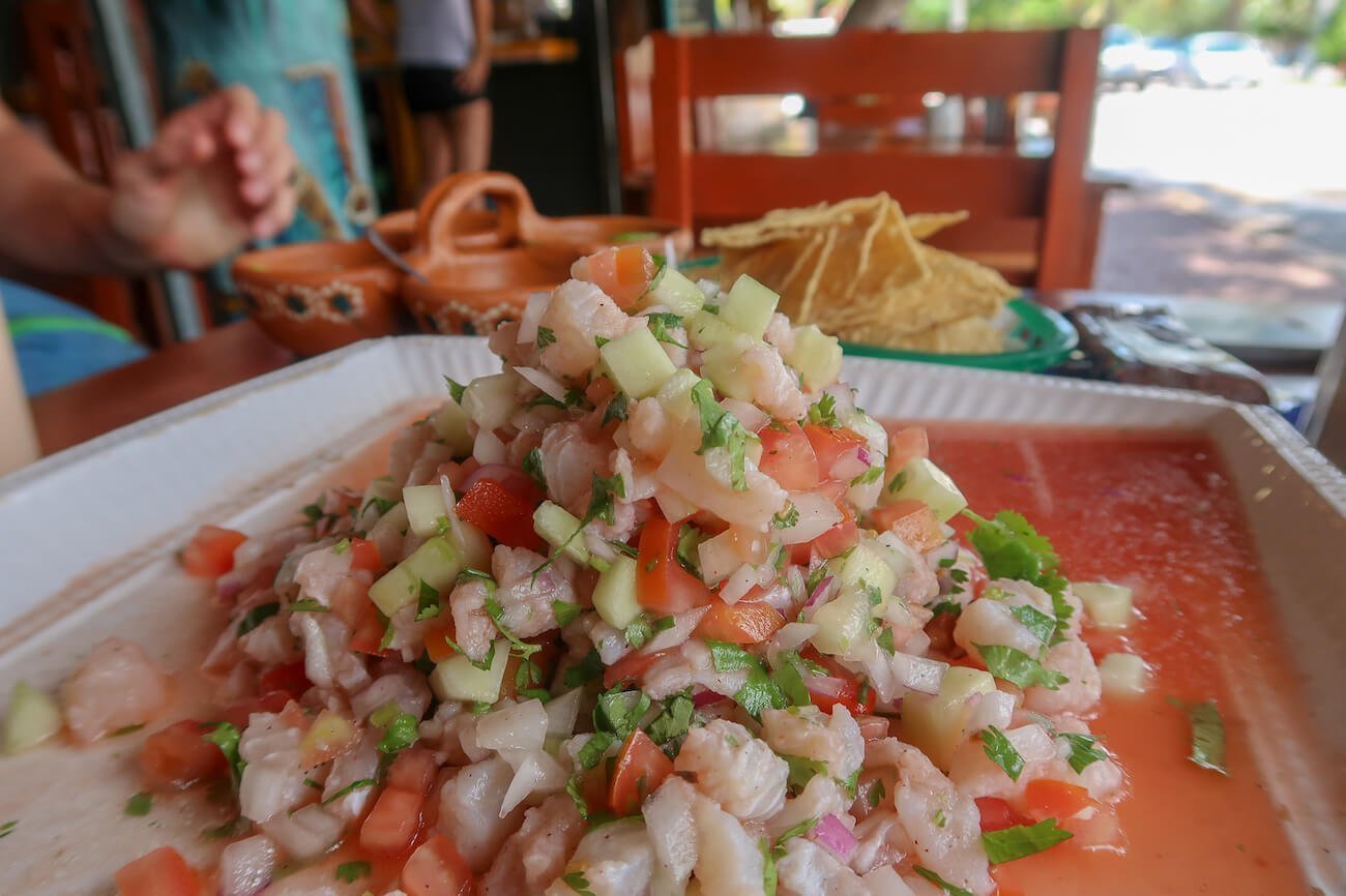 Close up of ceviche