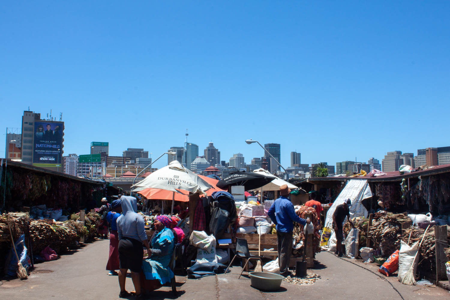 One day in Durban cover image of Warwick Market with downtown in background