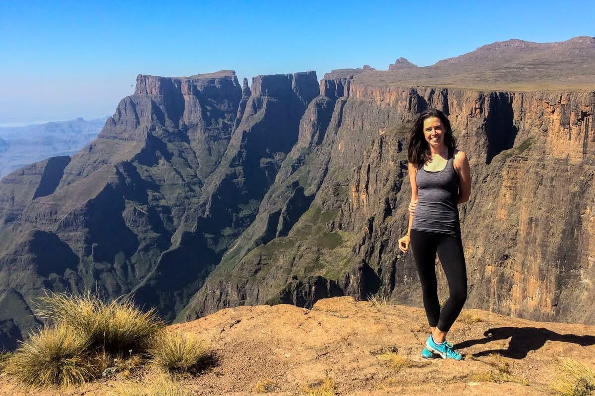 Atop a mountain after hiking in the Drakensberg