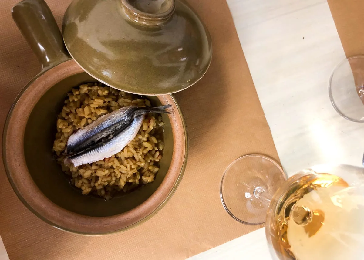 Valencia food and drink cover photo - seafood rice and natural wine